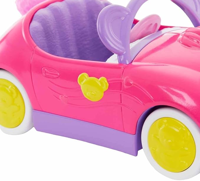 Barbie Chelsea Doll & Toy Car Set with Bear-Themed Convertible & Teddy Bear Accessory, Blonde Small Doll Wears Removable Skirt & Shoes
