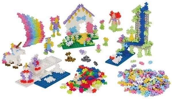 Plus-Plus - Learn to Build Super Set - Pastel Mix, 1,200 Pieces w/ 4 Baseplates - Construction Building Stem/Steam Toy, Interlocking Mini Puzzle Blocks for Kids