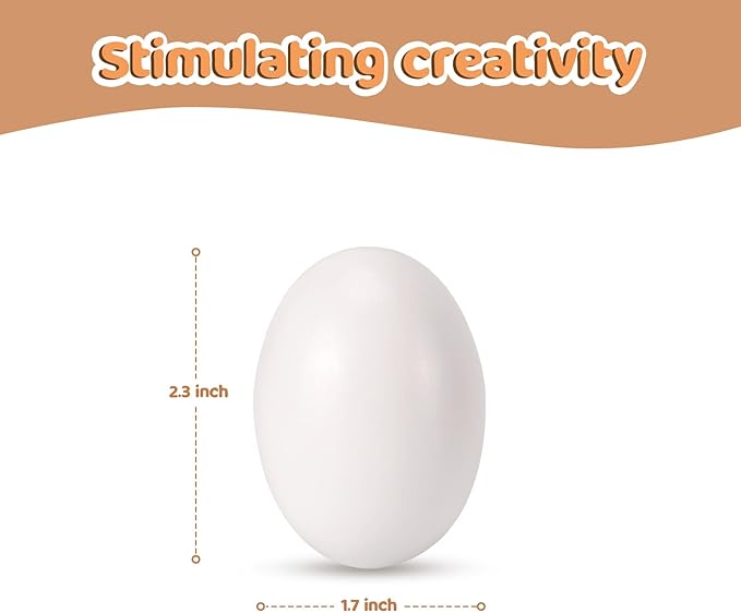 White Fake Easter Eggs, 20-Count Wooden Eggs in Carton for Painting and Crafts, Food Toys for Kitchen Play and Room Decor, Eggs for Nesting Boxes and Poultry Incubators.