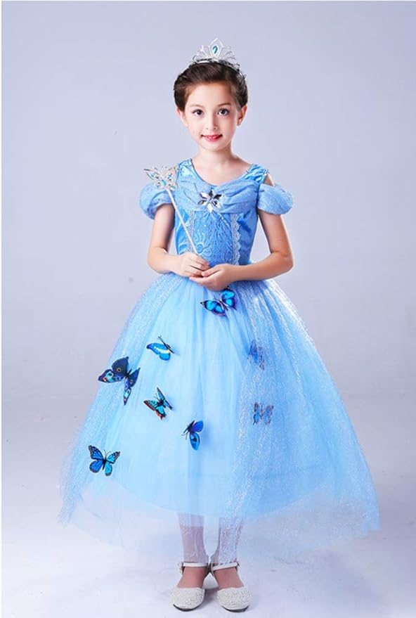 Princess Cinderella Costume Dress up Accessories for Girls Cinderella Gloves Tiara Crown Necklace Wand Halloween Cosplay Accessories Christmas Gifts Set (White Cinderella)