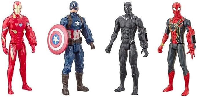 Avengers Marvel Endgame Titan Hero Series 12" Action Figures Captain America, Iron Spider, Black Panther, and Iron Man (4 Action Figures)
