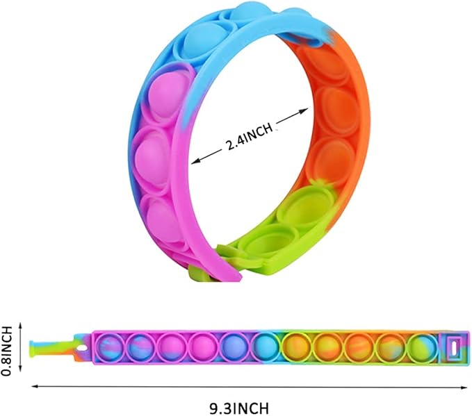 60 Pcs Pop Bracelet Bubble Fidget Sensory Toys for Party Favors, Hand Finger Wristband Bulk for Classroom Prizes, Easter Egg Basket Stuffers Goodie Bag Stuffers Christmas Valentine Gift for Kid