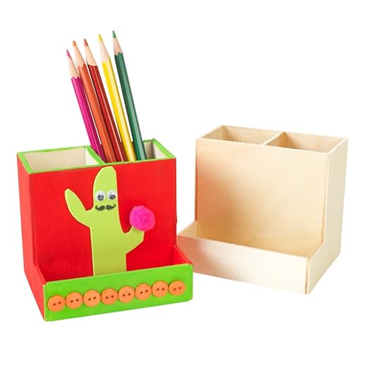 Colorations® Decorate Your Own Wooden Desktop Organizer, Set of 12, Craft for Kids, Pre-Assembled Organzier, Create Unique & Personal Designs, Fun Kids Craft Project, Craft Project for Boys & Girls
