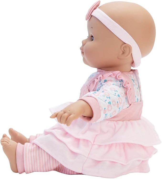 Madame Alexander 14-Inch Baby Cuddles Doll with Bottle, Pink Floral, Medium Skin Tone