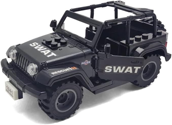 Toysvill SWAT Military Police Building Block Set for Kids | SUV + Soldiers Minifigures (22 PCS) with Weapons and Accessories Gift