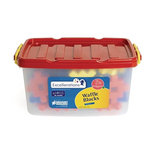 Excellerations Construction Toys, STEM Building Toys, Blocks, 3-3/4 inches L x 3/4 inches W x 3-3/4 inches H, Builders, Connection Toys, Ages 18 Months and up, Preschool
