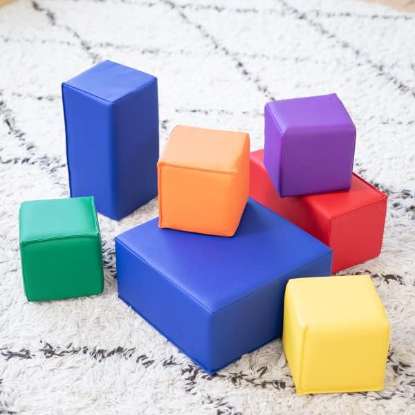 ECR4Kids ELR-12684 Softzone Foam Big Building Blocks, Soft Play for Kids (7-Piece Set), Toddler Blocks, Primary