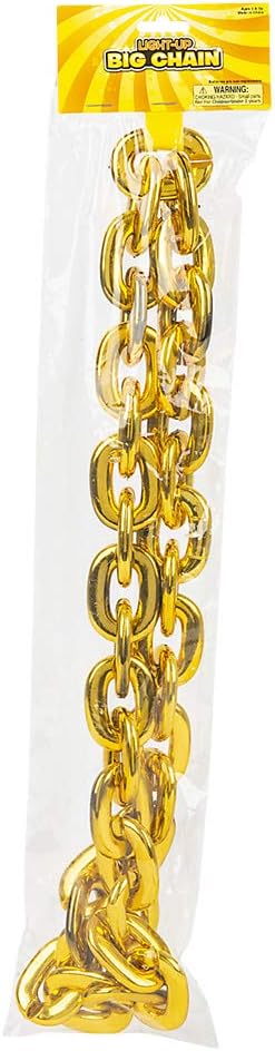 Rhode Island Novelty 38 Inch Light-Up Big Chain Gold Necklace One Per Order