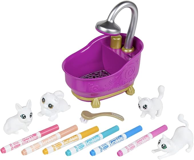 Crayola Scribble Scrubbie Pets Tub Set, Washable Pet Care Toy, Reusable Animal Toys for Girls & Boys, Gifts for Kids, Ages 3, 4, 5