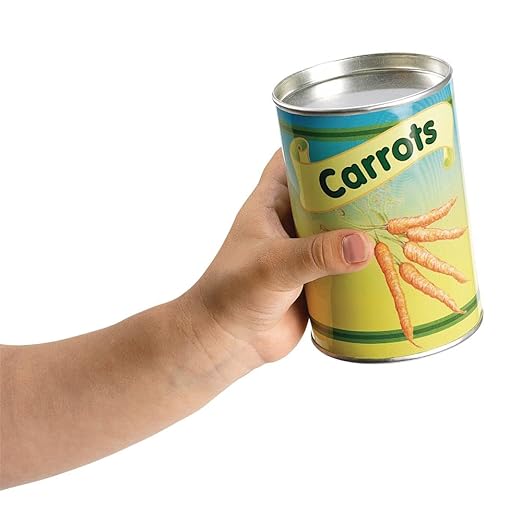 Excellerations Realistic Tin Can Play Food, Pack of 20, Educational Toys, Kids Toy, Gift, for Ages 3 Years and Up, Preschool, Home School (Item # CANFOOD)