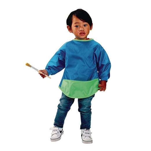Colorations Long Sleeve Polyester, Set of 2, Machine Washable, 30" Wide and 16" Long, Soft and Comfortable to Wear, Kids Smock, Crafting Smock, Smock for Children, Painting Smock