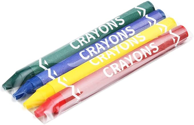 Madisi Crayons Bulk Pack, Regular Size, 4 Colors, cellophane 250 Packs, 1000 Count