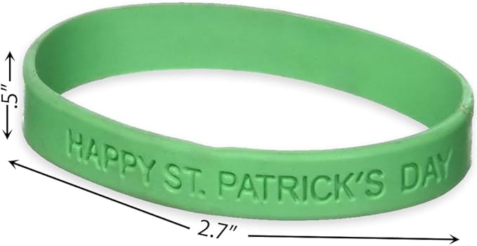 St. Patrick's Day Green Rubber Bracelet - 2.5" - Unique & Festive Accessory, Perfect for Celebrations - 1 Pc.