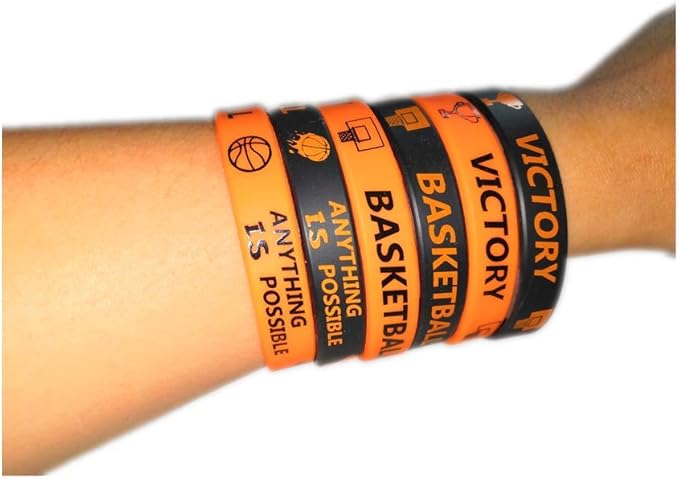 CupaPlay 24 PCS Basketball Motivational Silicone Wristband Bulk for Teenagers - Personalized Silicone Rubber - Sports - Party Favors and Supplies - Carnival/Events/Prize