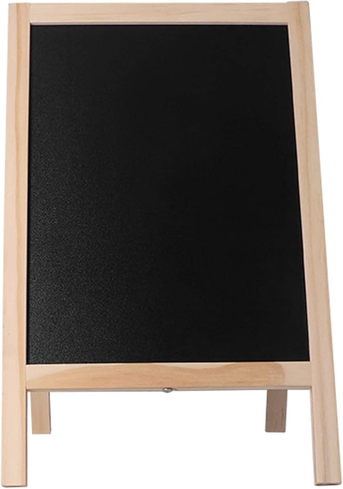 Poplar Wooden Kids Easel,25x40cm Double Sided Foldable Standing Blackboard Store Advertising Display Board with Blackboard Eraser Marker Pen Chalk Accessories