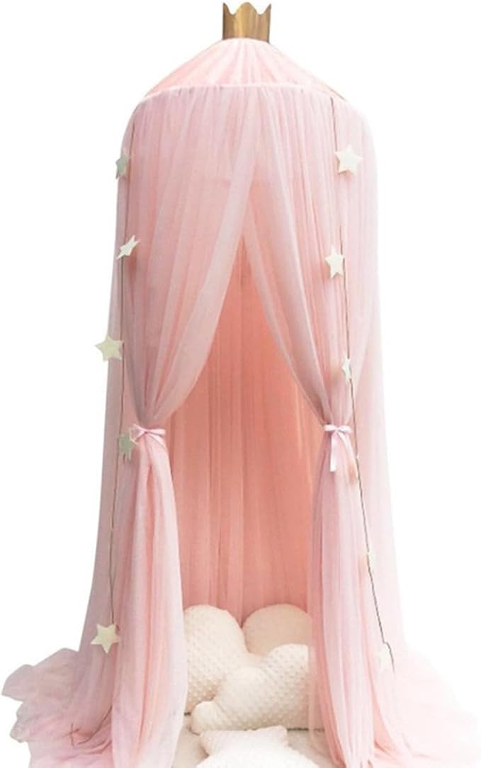 ESUPPORT Dome Princess Bed Canopy Round Lace Mosquito Net Play Tent Hanging House Decoration Lace Netting Curtains for Indoor Outdoor