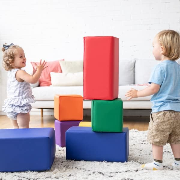 ECR4Kids ELR-12684 Softzone Foam Big Building Blocks, Soft Play for Kids (7-Piece Set), Toddler Blocks, Primary