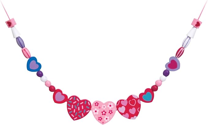 Melissa & Doug Created by Me! Heart Beads Wooden Bead Kit, 120+ Beads and 5 Cords for Jewelry-Making
