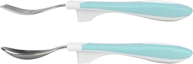 Dr. Brown's Designed to Nourish Soft-Grip Spoon and Fork Set,Teal