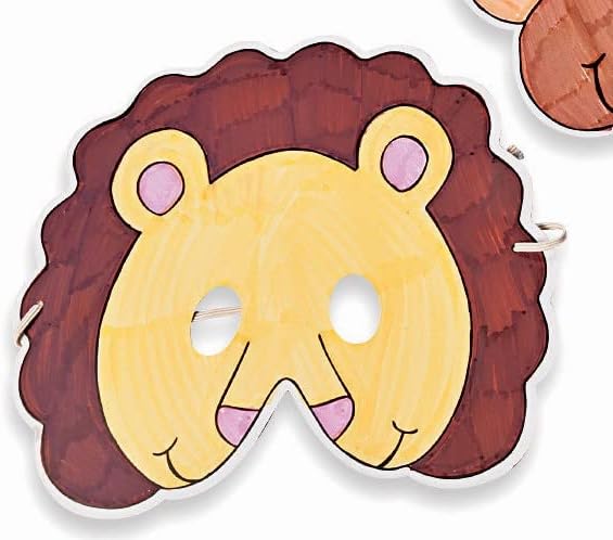 Fun Express Color Your Own Zoo Animal Masks - 12 Make Animal Faces Arts & Crafts Jungle Safari Party Zoo Animal Birthday Party - Kids Crafts Activities DIY Party favors - Dress Kids Home Activities