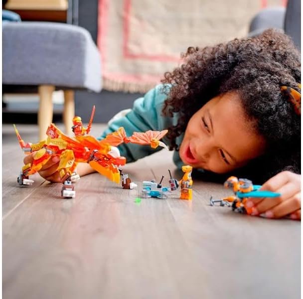 LEGO NINJAGO Kai’s Fire Dragon EVO Toy 71762 for Kids with Cobra & Boa Snake Warrior Figures and Kai Minifigure, Collectible Mission Banner Series