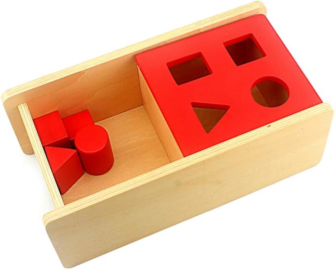 DANNI Montessori Baby Imbucare Box with Flip Lid 4 Shapes Wood Learning Educational Preschool Training Children Practical Life Skills Toy
