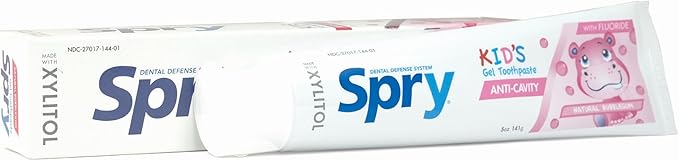 Spry Xylitol Toothpaste for Kids 5oz. Kids Toothpaste with Fluoride, Teeth Whitening Kids Toothpaste with Xylitol, Natural Breath Freshening, Mouth Moisturizing Ingredients, Bubble Gum (Pack of 1)