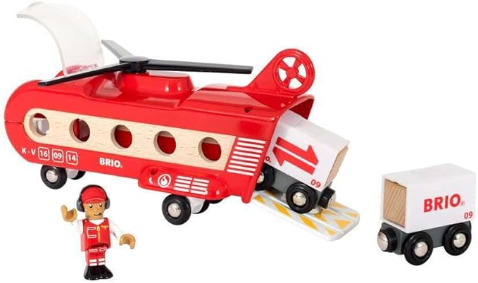 BRIO World 33886 - Cargo Helicopter - Premium Wooden Train Toy | Safe and Durable | Compatible with All Sets | Fun for Toddlers and Kids | Includes Figure and Accessories