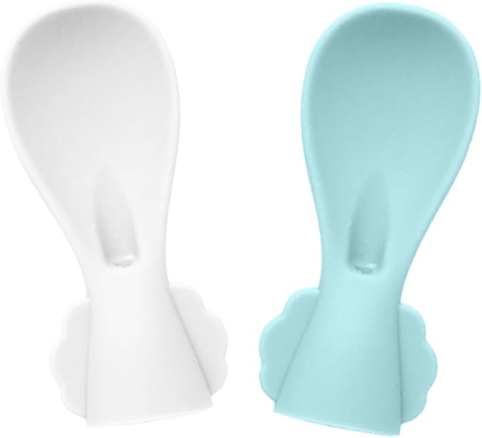 Silicone Spoon Attachment for Baby Food Pouch with On-the-Go Cases - Includes 2 Squeeze Pouch Topper Attachments (White-green)