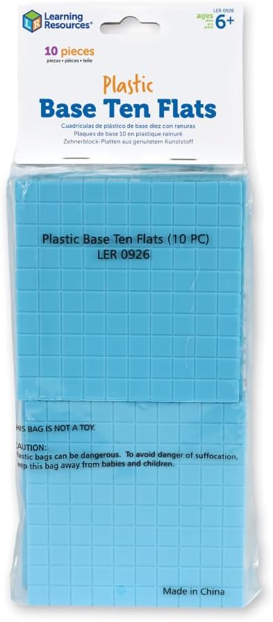 Learning Resources Plastic Base Ten Flats, 10 Piece (LER0926)