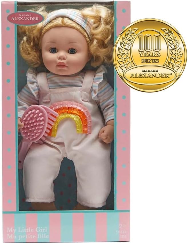 Madame Alexander 14" My Little Girl Rainbow Overalls Doll, Light Skin Tone