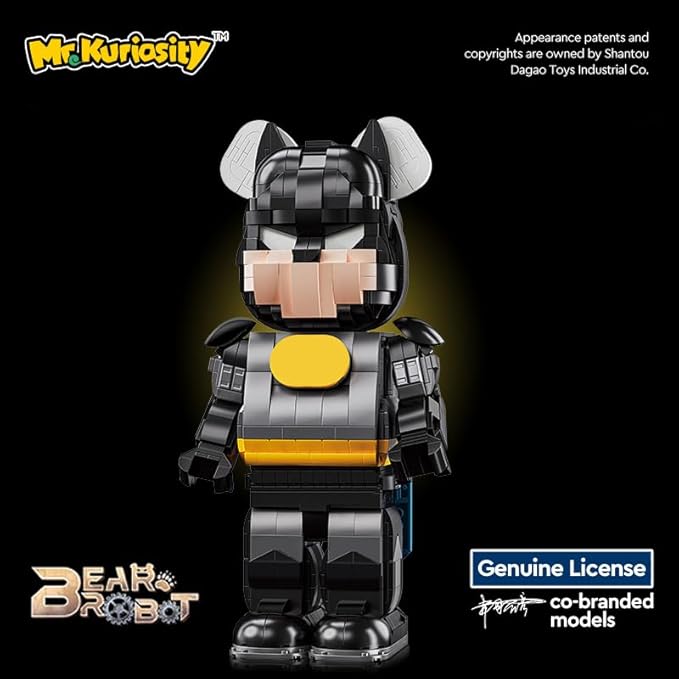 Mecha Bear Building Block Kit, Mechanical Violent Bear Display Art Toy Model,Creative Collectible Gift for Adults & Kids(1647 Pieces)