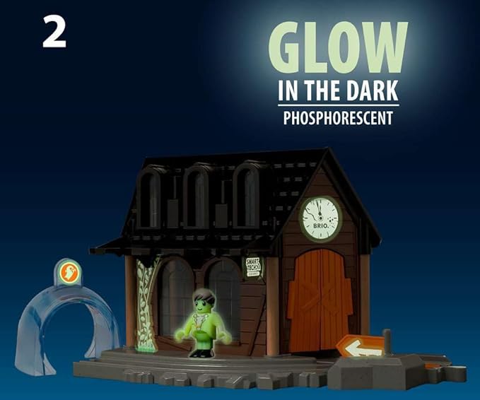 BRIO World – 36007 Smart Tech Sound Spooky Train Station | Kid-Friendly Train Set Accessory | Interactive Sound and Light Effects | Glow-in-The-Dark Feature | Made with FSC-Certified Wood