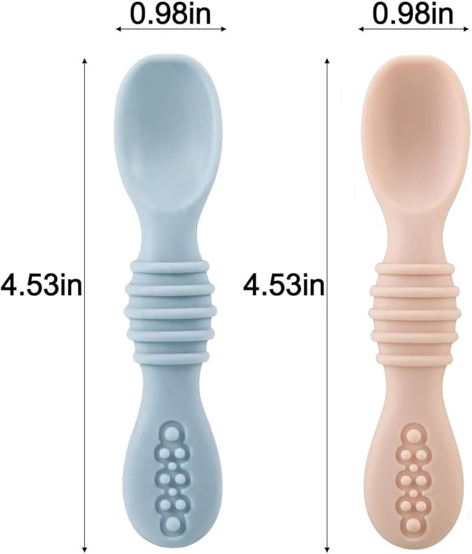 PandaEar 2 Pack Silicone Suction Plate for Baby, Divided Unbreakable Toddler Food Plate with 2 Pack Spoons for Self Feeding, Toddler Utensils Feeding Set Baby Eating Supplies, Crab Shape (Blue&Pink)