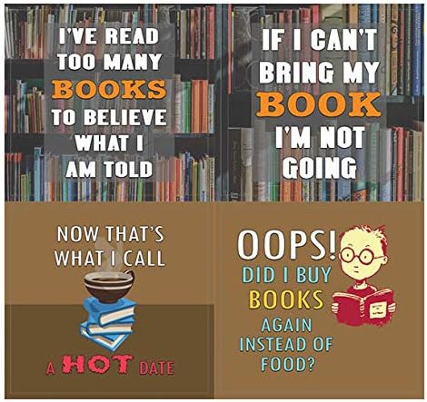 Creanoso Bookish Humor and Sayings (10-Sheet) – Total 120 pcs (10 X 12pcs) Individual Small Size 2.1 x 2. Inches, Waterproof, Unique Themes Designs, DIY Art Decal for Boys & Girls, Children, Teens