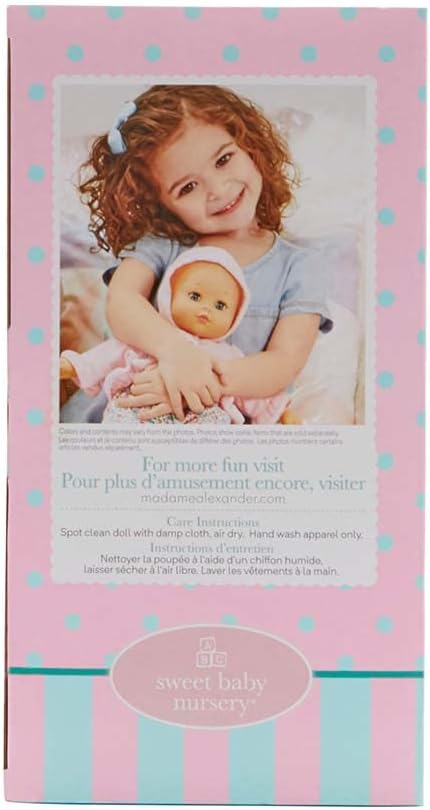 Madame Alexander 14-Inch Baby Cuddles Doll with Bottle, Pink Floral, Medium Skin Tone