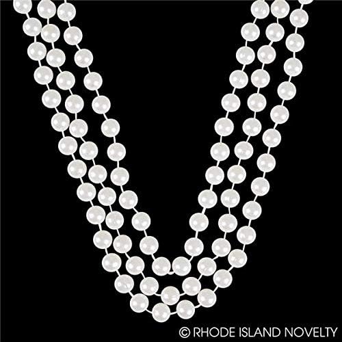 Rhode Island Novelty 48-Inch 12mm Faux Pearl Necklace, White, Pack of 12