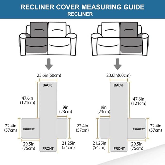 Easehomey 100% Waterproof Recliner Loveseat Covers Non-Slip Sofa Cover for Reclining Couch 2 Seat, Recliner Couch Cover Furniture Protector for Kids Pets with Elastic Band Two Pockets (Coffee, 2 Seat)