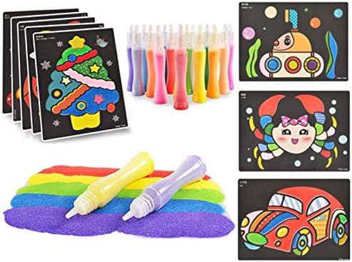 Mistari Peel and Sand Art Kits Sheets for Kids with 27 Sheets Sand Art Painting Cards and 2 Pcs Scratch Sticks Crafts (18 Colors+27 Sheets)