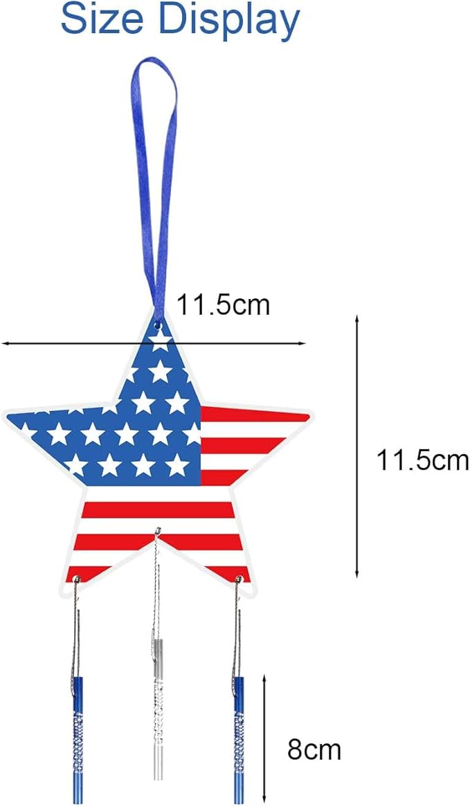 Fennoral 12 Pack Star Wind Chime Kit for Kids Make You Own Patriotic Star Wind Chimes DIY Colorful 4th of July Craft for USA Independence Day Ornaments 4th of July Art Activity