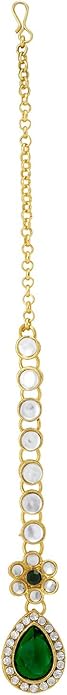 Aheli Traditional Gold Plated Kundan Beads Studded Choker Necklace Dangle Earrings & Maangtikka Set Ethnic Fashion Jewellery Gift for Women