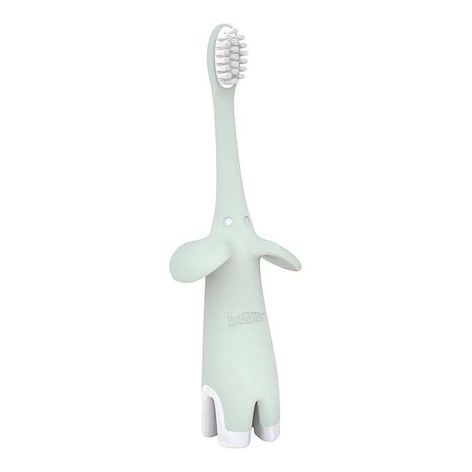 Dr. Brown's Infant-to-Toddler Toothbrush, Soft and Safe Baby Training Brush, Elephant, Mint, 0-3 years (Styles May Vary)