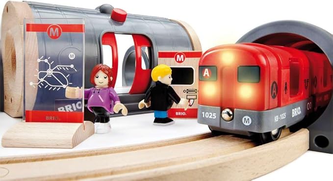 Brio - 33513 Metro Railway Set | Dynamic 20 Piece Wooden Train Set with Interactive Accessories | Perfect for Kids Ages 3 and Up | Fosters Creativity and Motor Skills