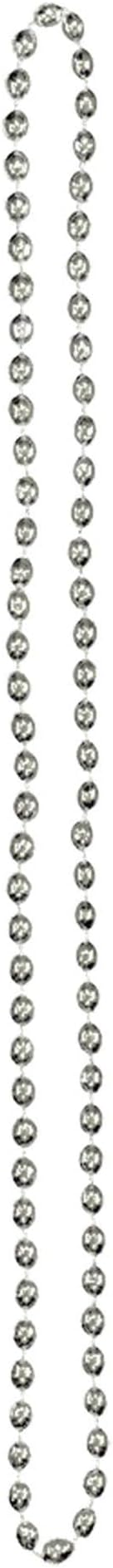 Silver Metallic Let's Party Bead Necklace - 30" (1 Count) - Fun & Durable Plastic Accessory