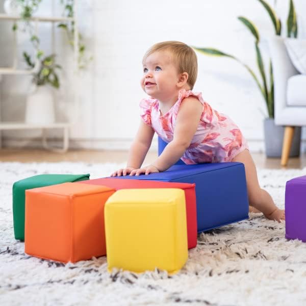ECR4Kids ELR-12684 Softzone Foam Big Building Blocks, Soft Play for Kids (7-Piece Set), Toddler Blocks, Primary