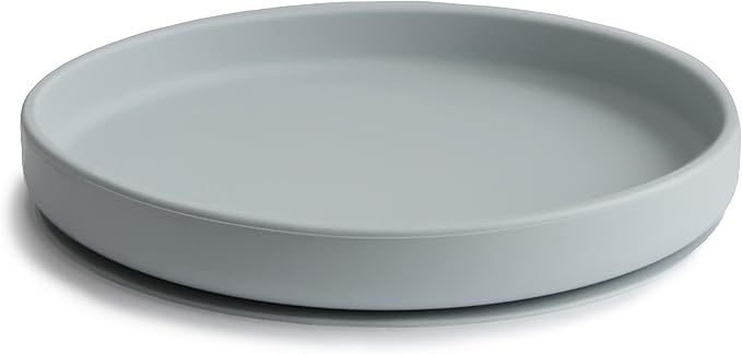mushie Classic Silicone Suction Plate | BPA-Free Non-Slip Design (Stone)