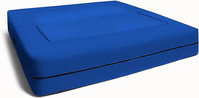 Jaxx Zipline Kids Sofa & Large Ottoman 3 in 1 Fold Out Sofa, Big Kids Edition Blueberry