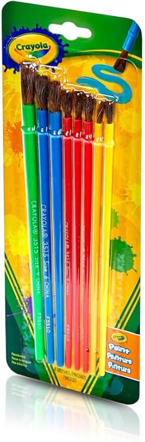 Crayola Kids Paint Brush Set (8ct), Painting Supplies for Kids, Assorted Sizes, Kids Arts & Crafts Supplies for Elementary & Preschool