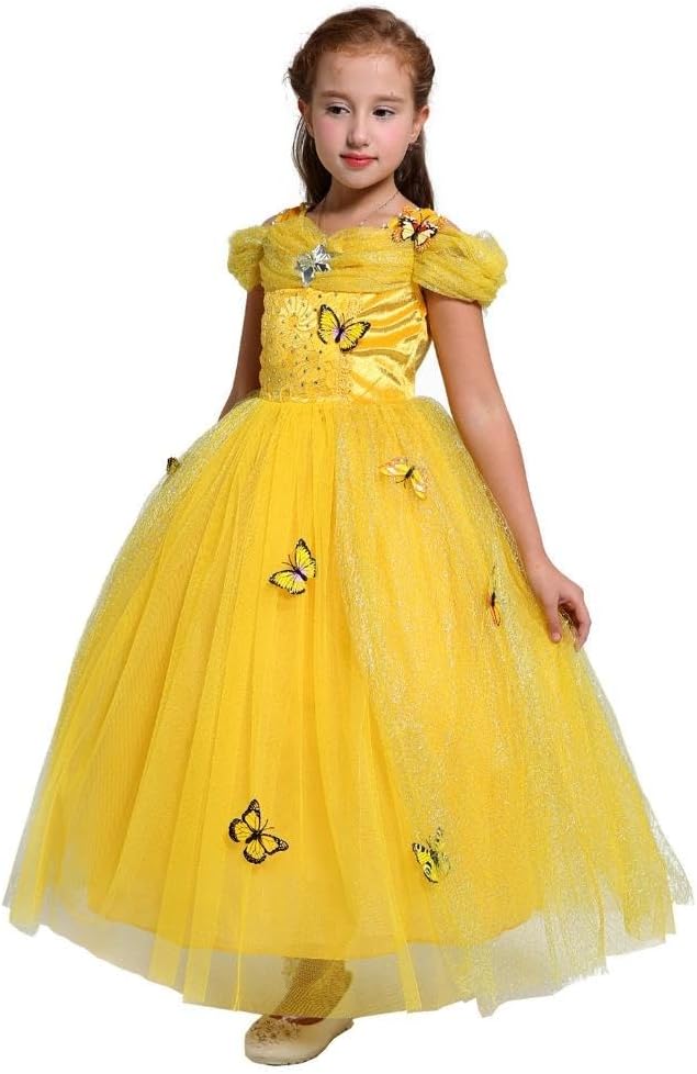Dressy Daisy Girls' Princess Fancy Dress Up Costume Christmas Halloween Outfit Butterfly Size 5-6 Yellow