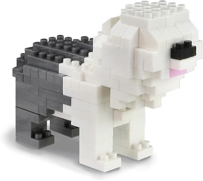BOROLA Pet Dog Building Blocks Set Educational Toy Realistic Fun Animal Assembly Kit Toys Games(Old English Sheepdog Blocks)